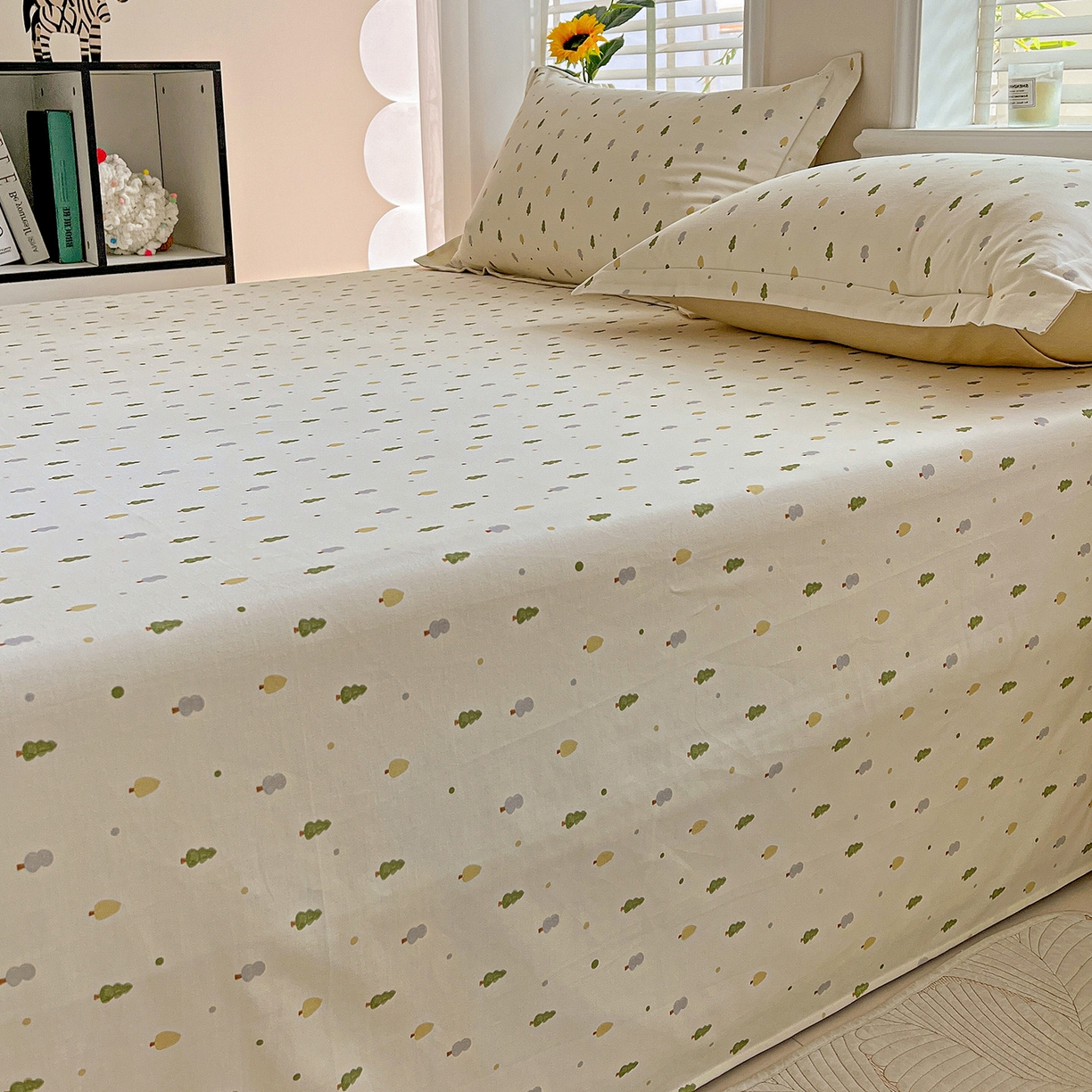 91家纺网 家纺一手货源 找家纺 依庭 2025新款高克重全棉纯棉磨毛印花单床单 叶叶情深