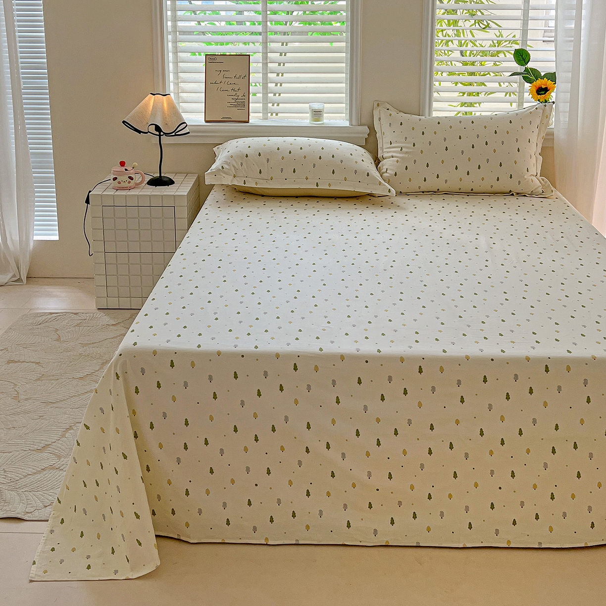 91家纺网 家纺一手货源 找家纺 依庭 2025新款高克重全棉纯棉磨毛印花单床单 叶叶情深