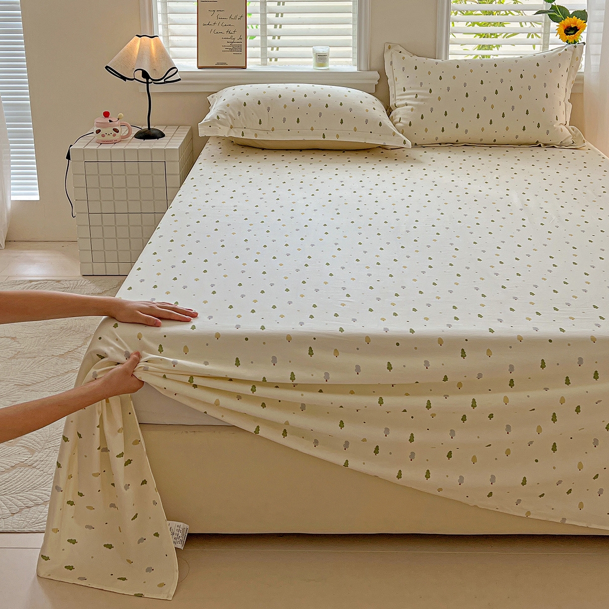 91家纺网 家纺一手货源 找家纺 依庭 2025新款高克重全棉纯棉磨毛印花单床单 叶叶情深