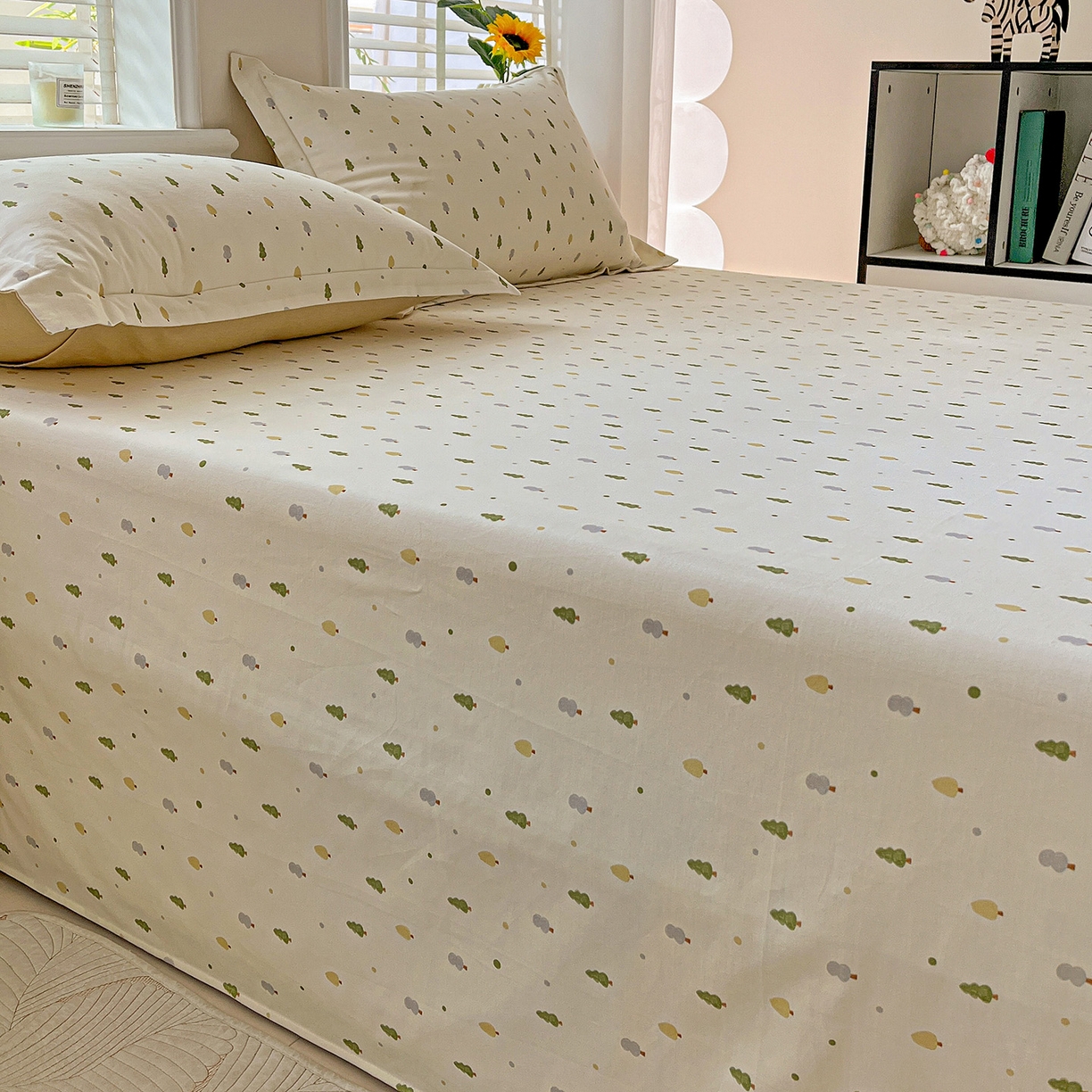 91家纺网 家纺一手货源 找家纺 依庭 2025新款高克重全棉纯棉磨毛印花单床单 叶叶情深