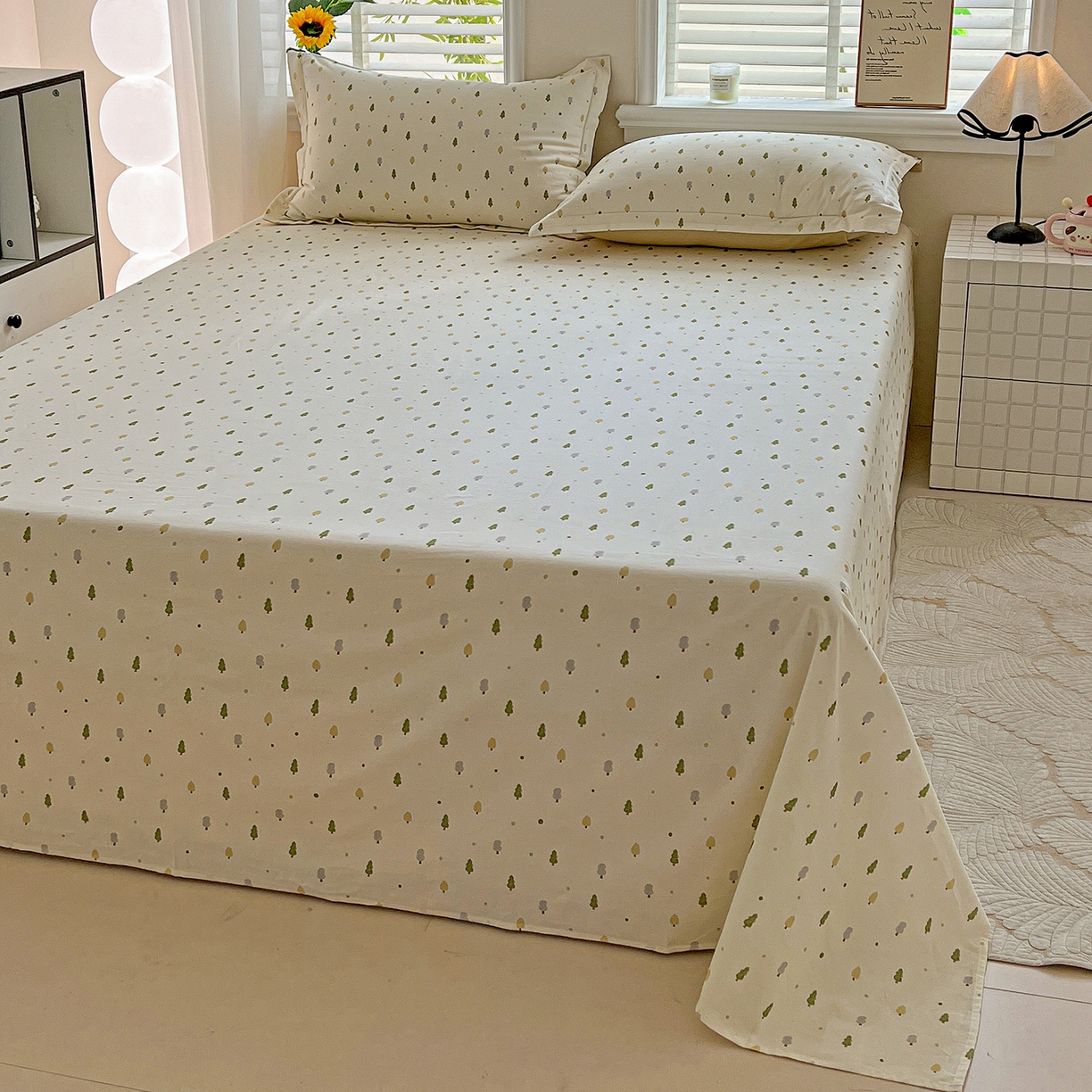 91家纺网 家纺一手货源 找家纺 依庭 2025新款高克重全棉纯棉磨毛印花单床单 叶叶情深