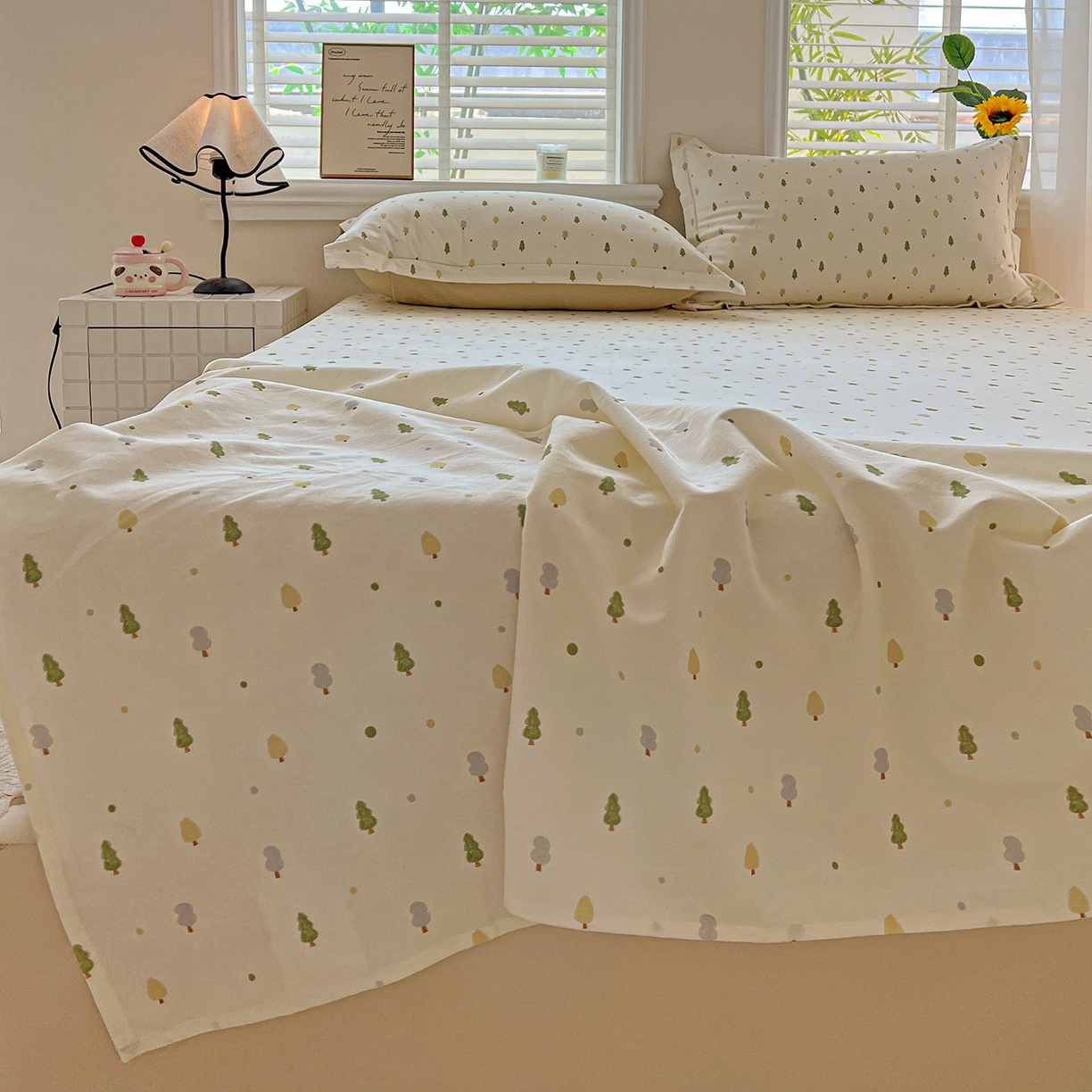 91家纺网 家纺一手货源 找家纺 依庭 2025新款高克重全棉纯棉磨毛印花单床单 叶叶情深