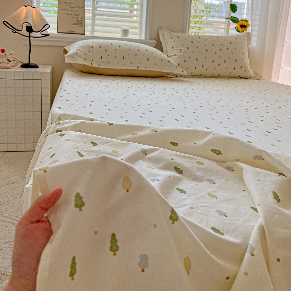 91家纺网 家纺一手货源 找家纺 依庭 2025新款高克重全棉纯棉磨毛印花单床单 叶叶情深