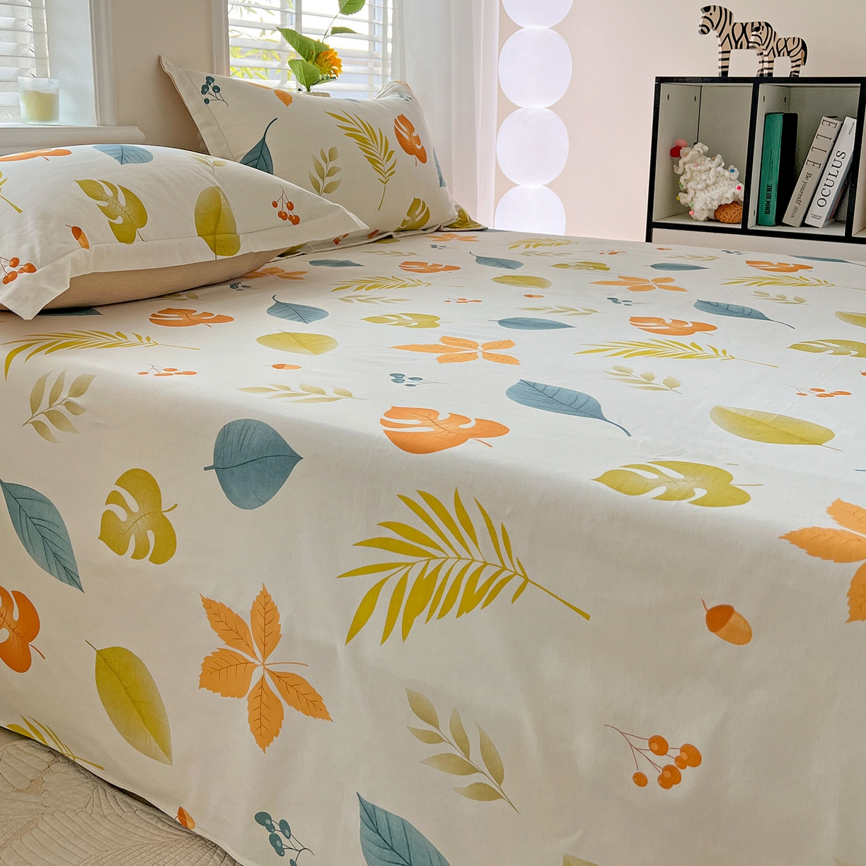 91家纺网 家纺一手货源 找家纺 依庭 2025新款高克重全棉纯棉磨毛印花单床单 叶之恋-A版