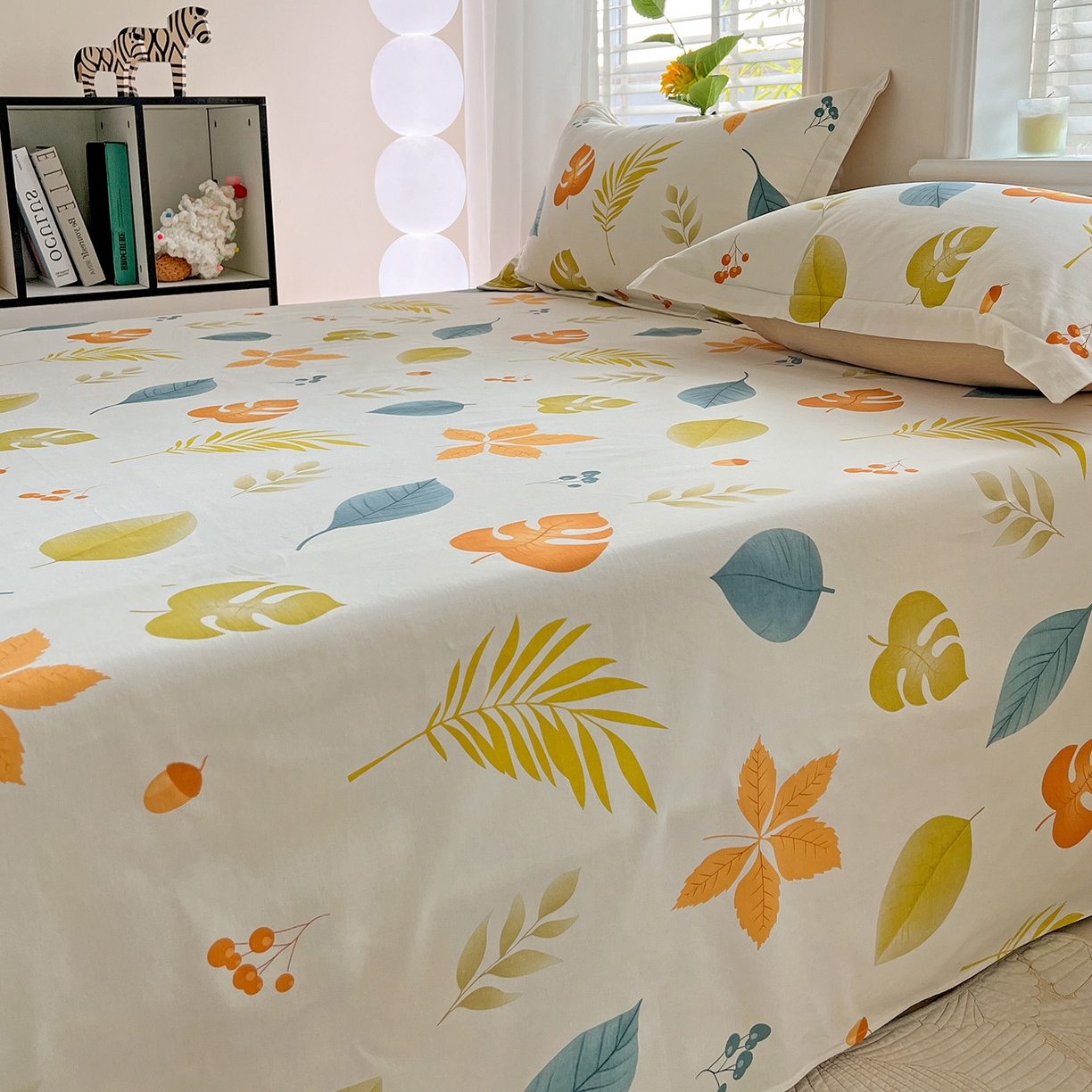 91家纺网 家纺一手货源 找家纺 依庭 2025新款高克重全棉纯棉磨毛印花单床单 叶之恋-A版