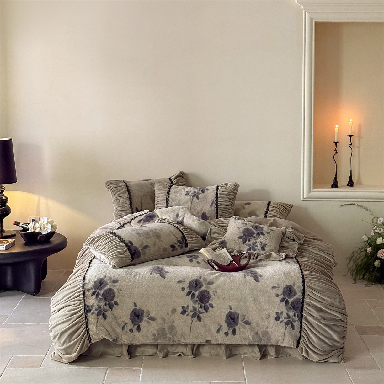 91家纺网 家纺一手货源 找家纺 （总）婳庭家居 2025新款复古仿兔兔绒牛奶绒浮光四件套