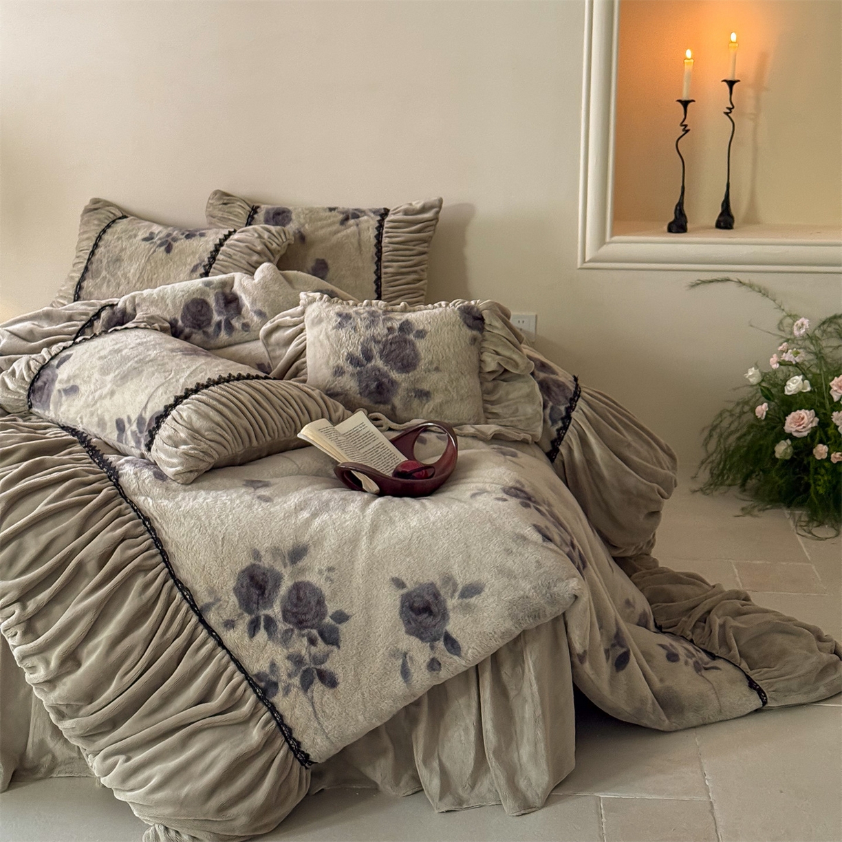 91家纺网 家纺一手货源 找家纺 （总）婳庭家居 2025新款复古仿兔兔绒牛奶绒浮光四件套