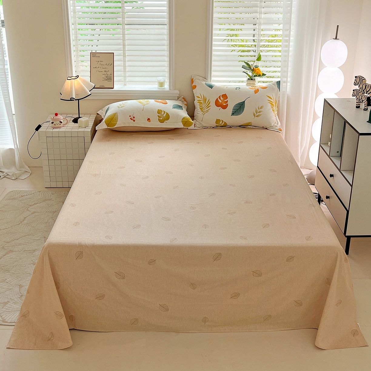 依庭 2025新款高克重全棉纯棉磨毛印花单床单 叶之恋-B版