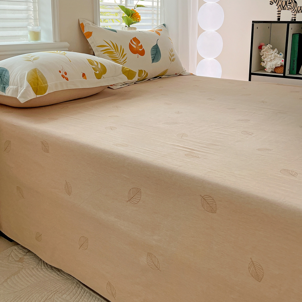 91家纺网 家纺一手货源 找家纺 依庭 2025新款高克重全棉纯棉磨毛印花单床单 叶之恋-B版