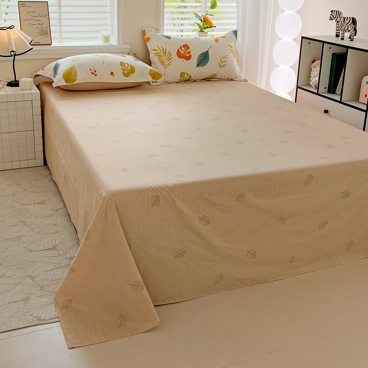 91家纺网 家纺一手货源 找家纺 依庭 2025新款高克重全棉纯棉磨毛印花单床单 叶之恋-B版