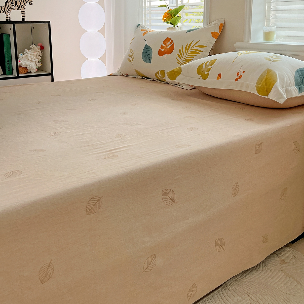 91家纺网 家纺一手货源 找家纺 依庭 2025新款高克重全棉纯棉磨毛印花单床单 叶之恋-B版