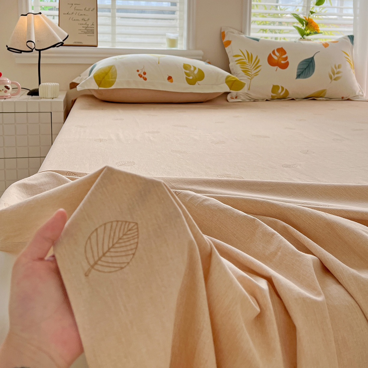 91家纺网 家纺一手货源 找家纺 依庭 2025新款高克重全棉纯棉磨毛印花单床单 叶之恋-B版