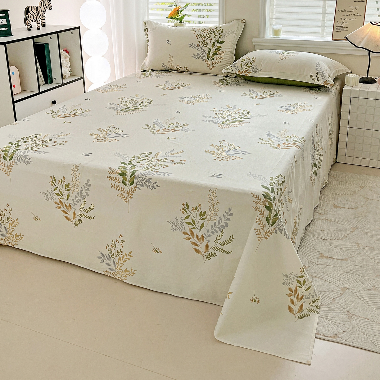 91家纺网 家纺一手货源 找家纺 依庭 2025新款高克重全棉纯棉磨毛印花单床单 叶芝