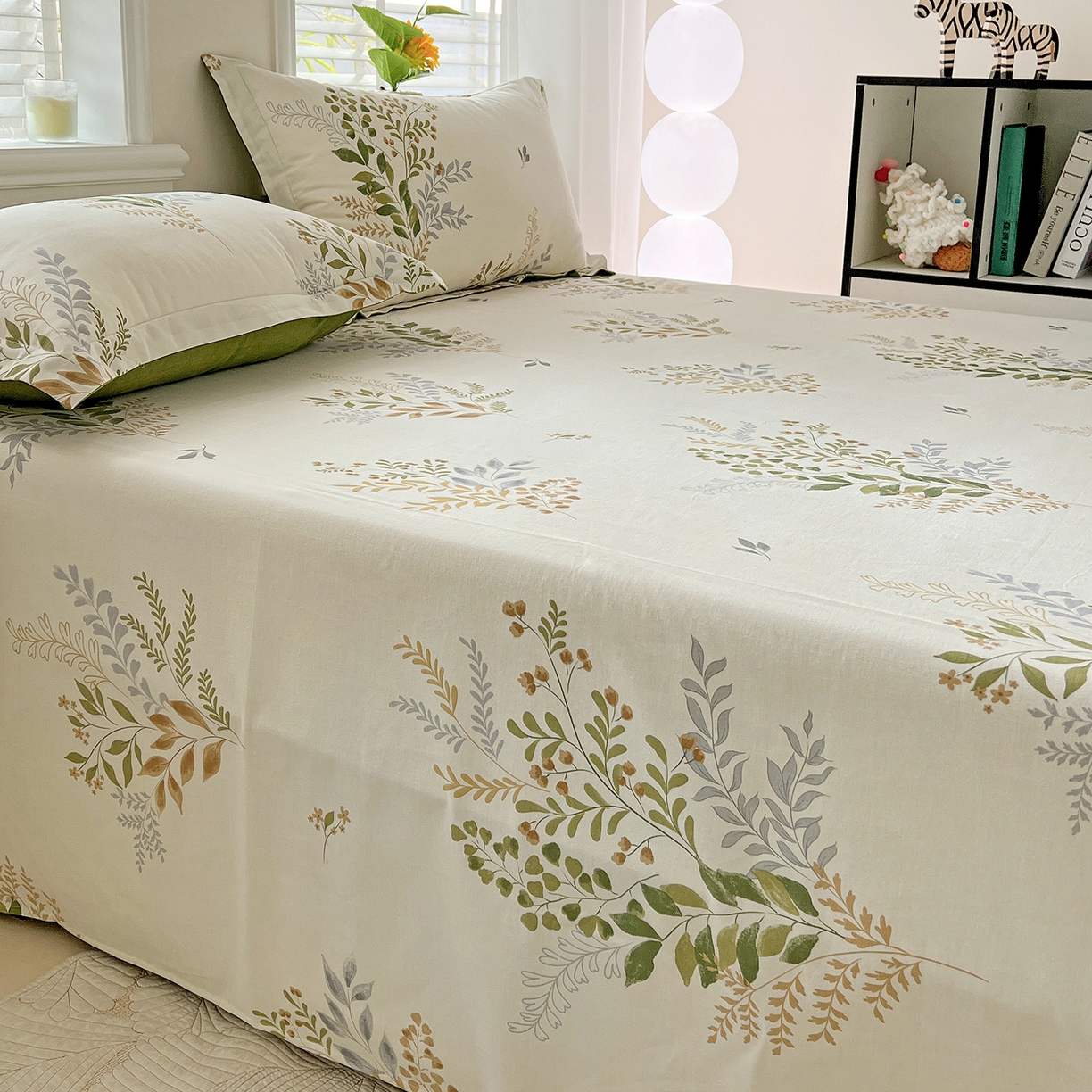 91家纺网 家纺一手货源 找家纺 依庭 2025新款高克重全棉纯棉磨毛印花单床单 叶芝