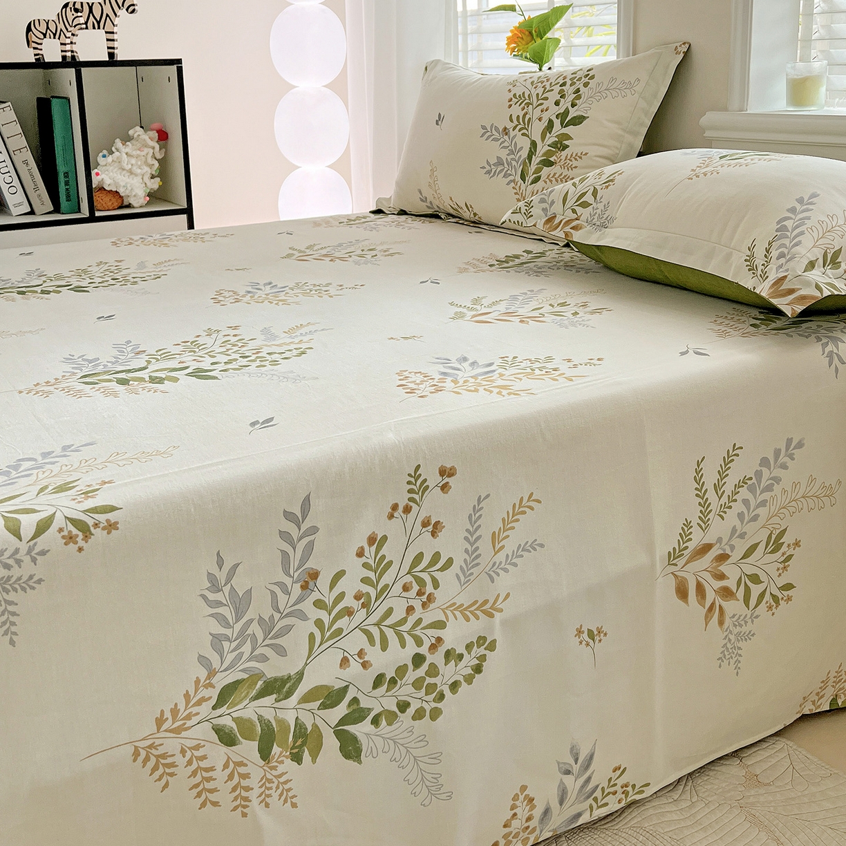 91家纺网 家纺一手货源 找家纺 依庭 2025新款高克重全棉纯棉磨毛印花单床单 叶芝