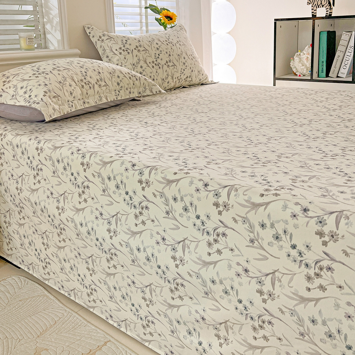 91家纺网 家纺一手货源 找家纺 依庭 2025新款高克重全棉纯棉磨毛印花单床单 樱贝