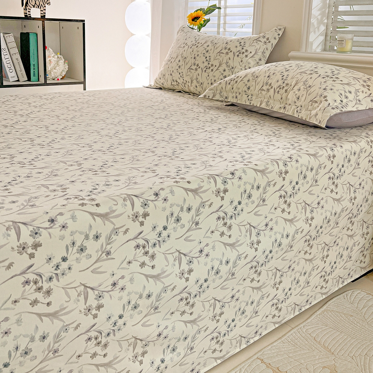 91家纺网 家纺一手货源 找家纺 依庭 2025新款高克重全棉纯棉磨毛印花单床单 樱贝