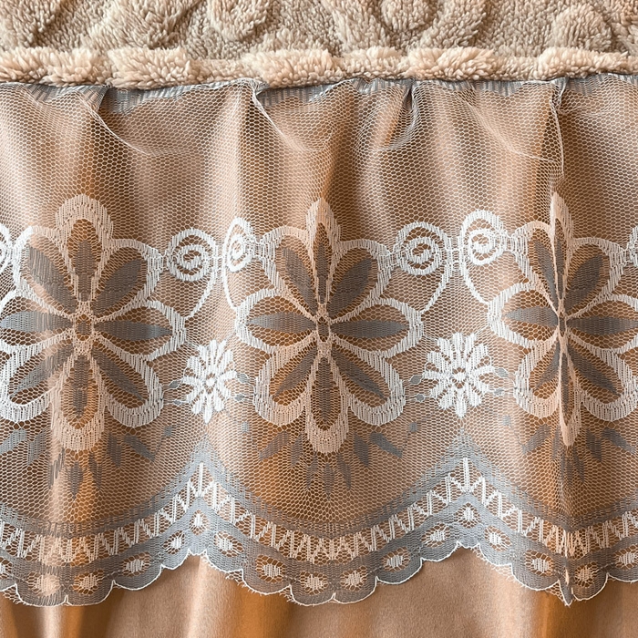 91家纺网 家纺一手货源 找家纺 米瑞娜 2025新款塔芙绒床裙三件套雕花绒蕾丝跨境单床裙外贸现货尺寸齐全 欧式床裙-卡其