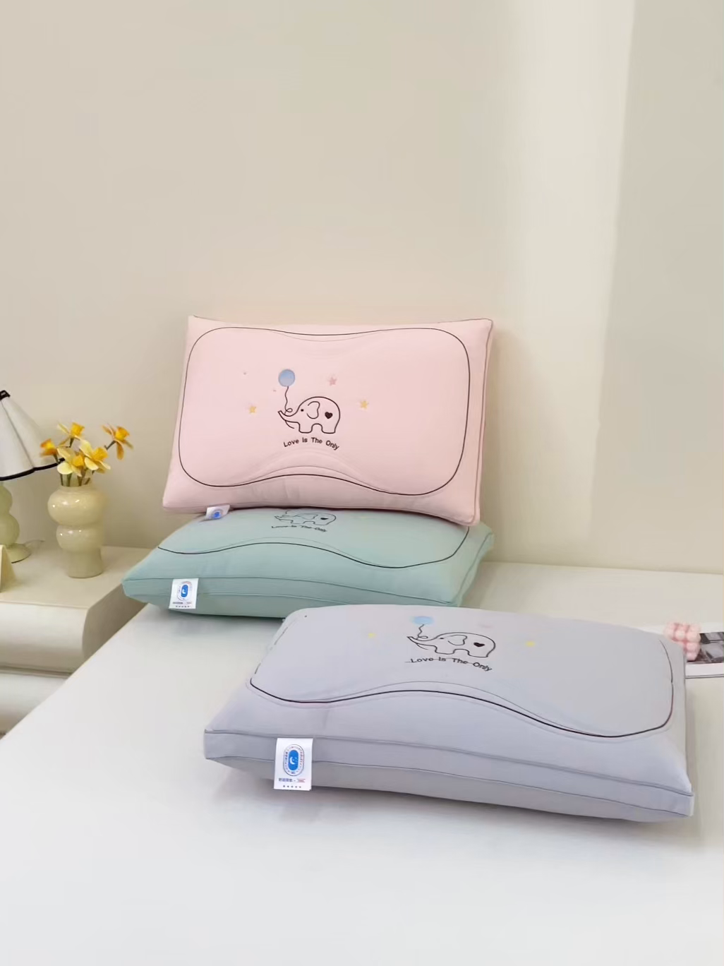 91家纺网 家纺一手货源 找家纺 （总）仁宇枕业 2025新款加厚亲肤木棉气球小象舒适中高枕头枕芯