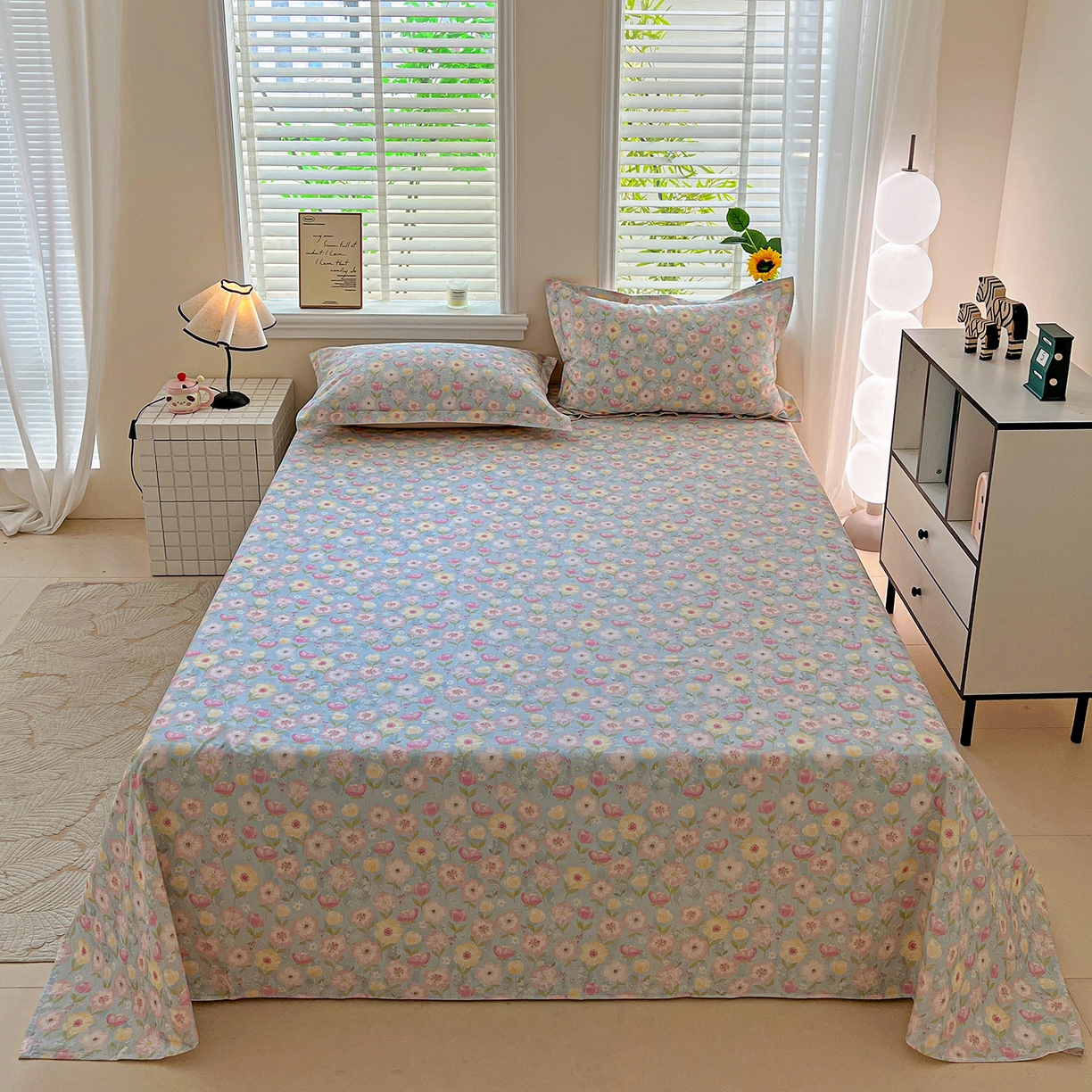 依庭 2025新款高克重全棉纯棉磨毛印花单床单 樱絮仙踪