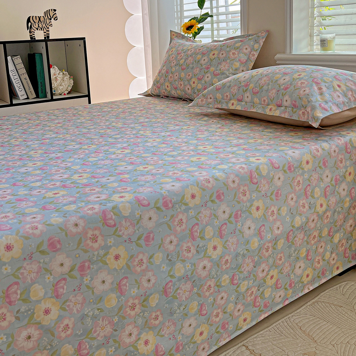 91家纺网 家纺一手货源 找家纺 依庭 2025新款高克重全棉纯棉磨毛印花单床单 樱絮仙踪