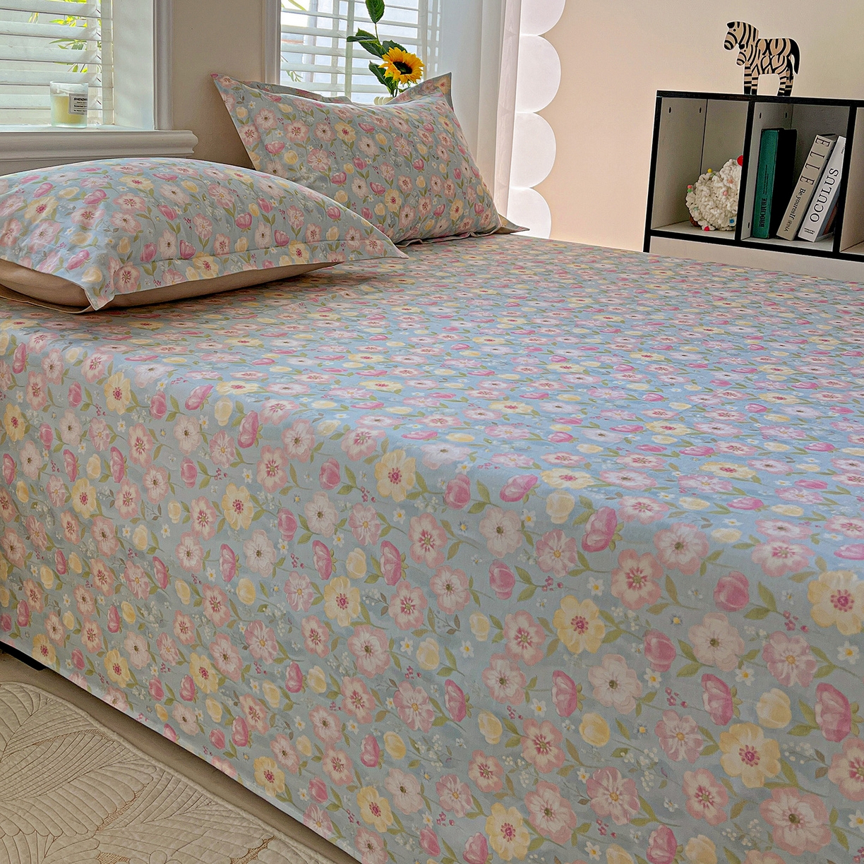 91家纺网 家纺一手货源 找家纺 依庭 2025新款高克重全棉纯棉磨毛印花单床单 樱絮仙踪