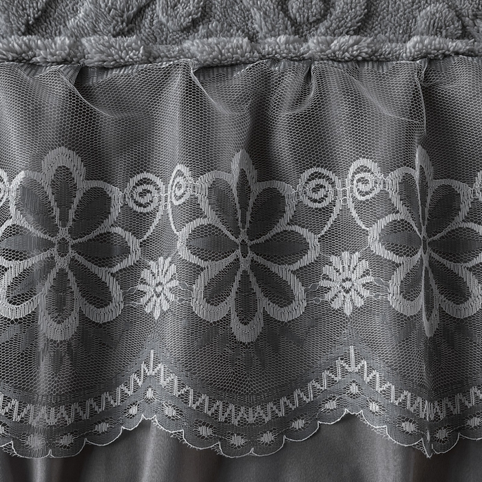 91家纺网 家纺一手货源 找家纺 米瑞娜 2025新款塔芙绒床裙三件套雕花绒蕾丝跨境单床裙外贸现货尺寸齐全 欧式床裙-深灰