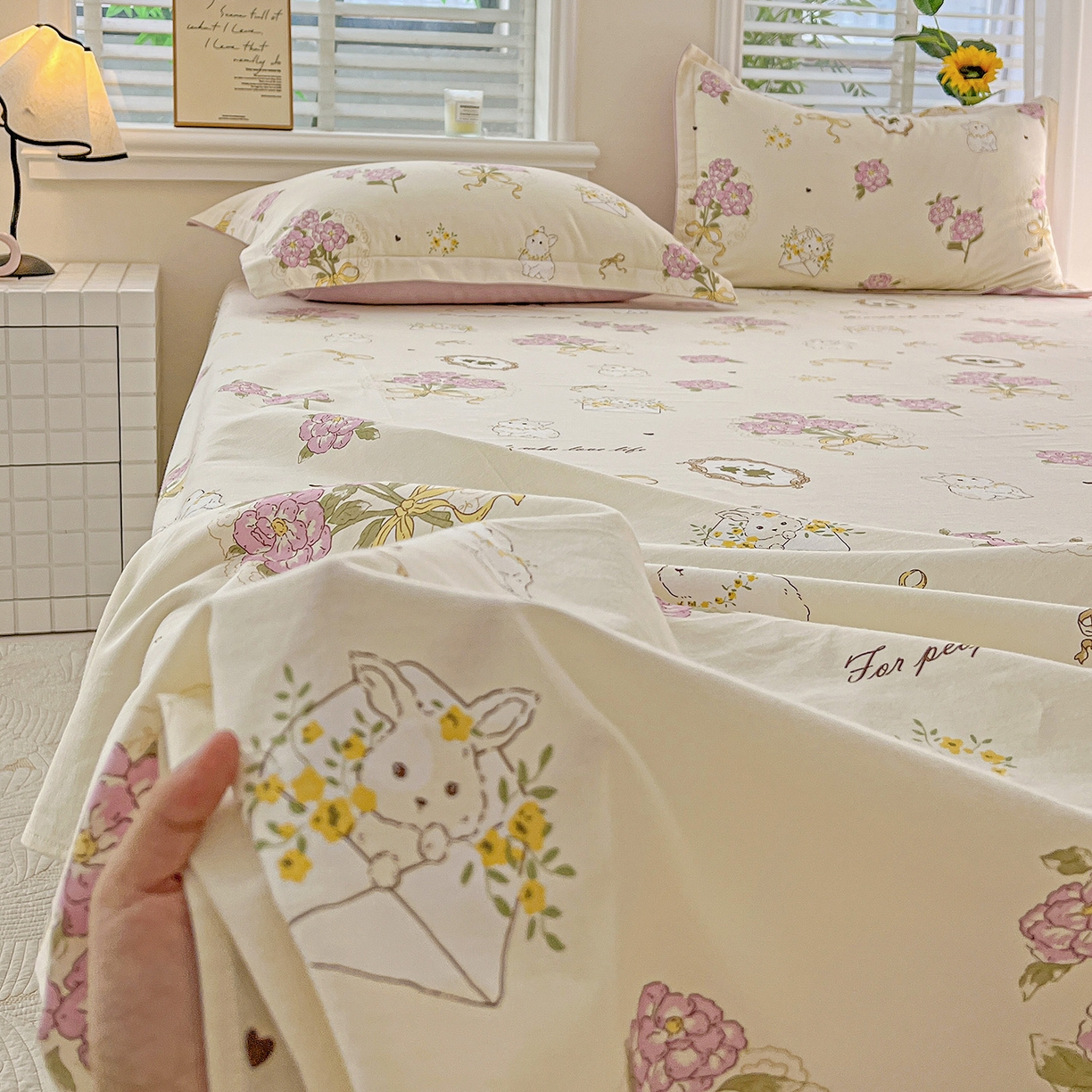 91家纺网 家纺一手货源 找家纺 依庭 2025新款高克重全棉纯棉磨毛印花单床单 优漫