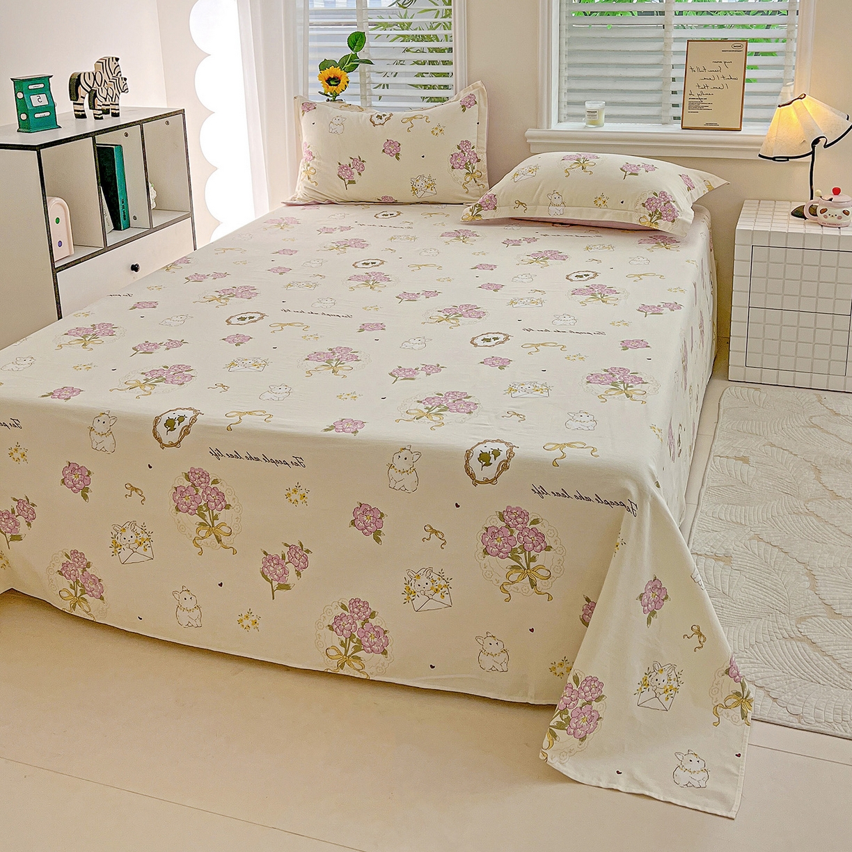 91家纺网 家纺一手货源 找家纺 依庭 2025新款高克重全棉纯棉磨毛印花单床单 优漫