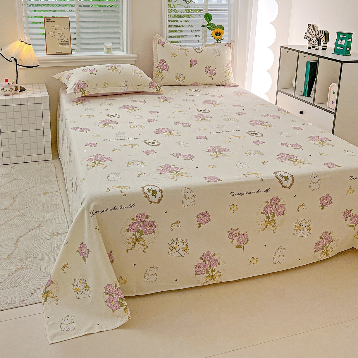 91家纺网 家纺一手货源 找家纺 依庭 2025新款高克重全棉纯棉磨毛印花单床单 优漫