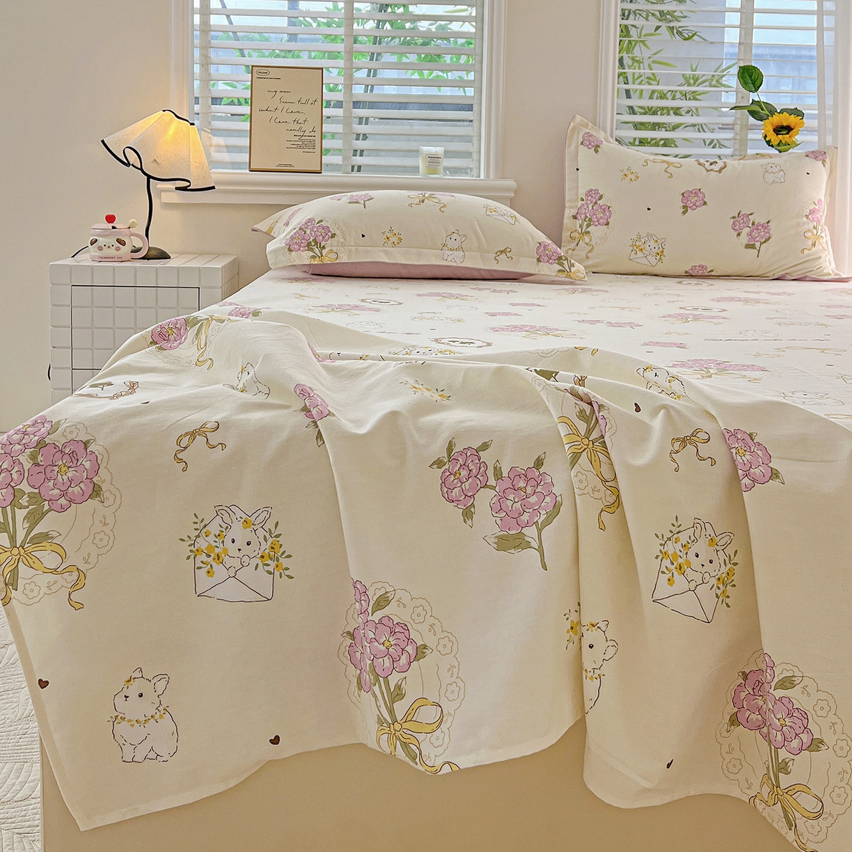 91家纺网 家纺一手货源 找家纺 依庭 2025新款高克重全棉纯棉磨毛印花单床单 优漫