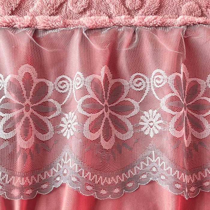 91家纺网 家纺一手货源 找家纺 米瑞娜 2025新款塔芙绒床裙三件套雕花绒蕾丝跨境单床裙外贸现货尺寸齐全 欧式床裙-玫红