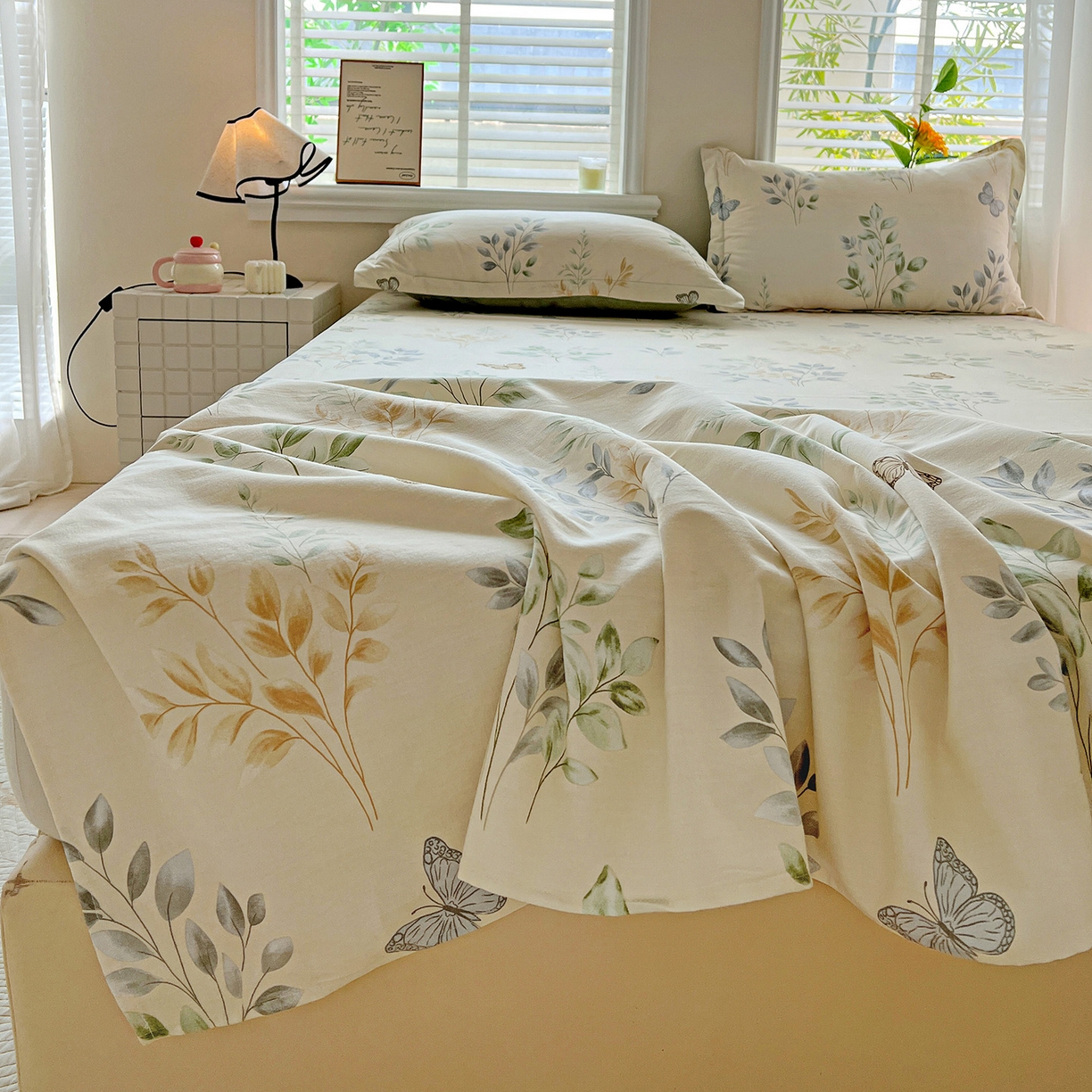 91家纺网 家纺一手货源 找家纺 依庭 2025新款高克重全棉纯棉磨毛印花单床单 悠悠仙草