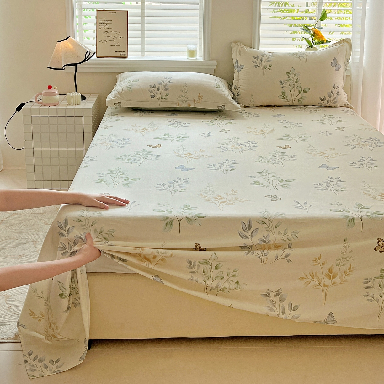 91家纺网 家纺一手货源 找家纺 依庭 2025新款高克重全棉纯棉磨毛印花单床单 悠悠仙草