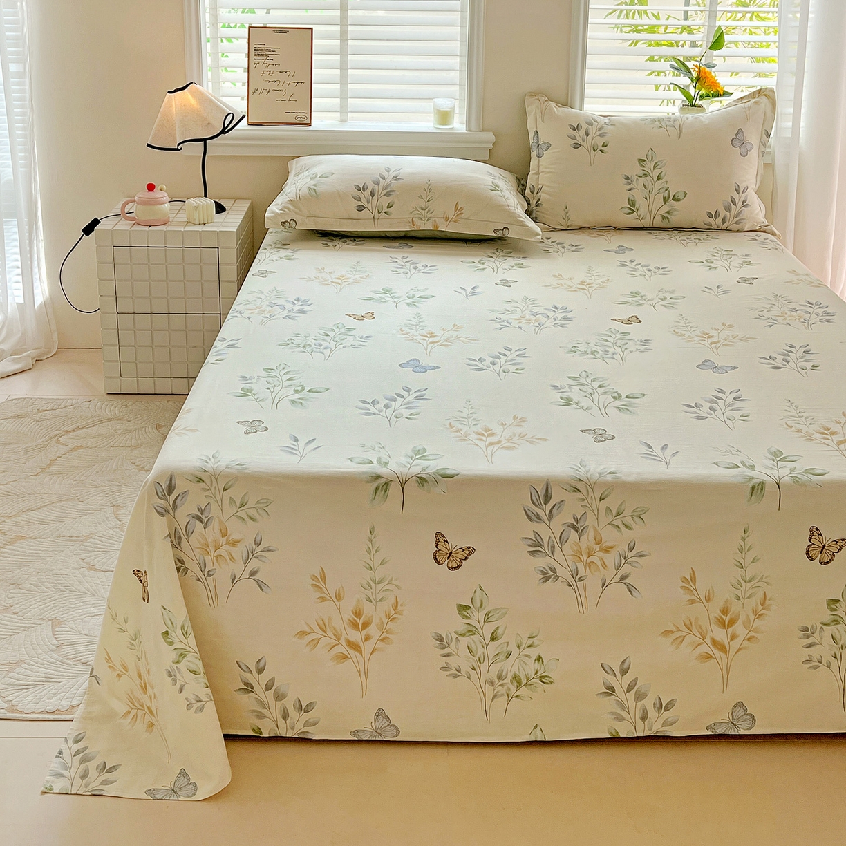 91家纺网 家纺一手货源 找家纺 依庭 2025新款高克重全棉纯棉磨毛印花单床单 悠悠仙草