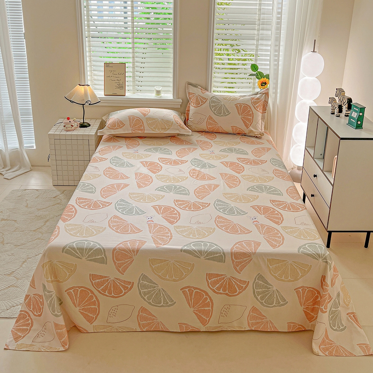 依庭 2025新款高克重全棉纯棉磨毛印花单床单 柚见