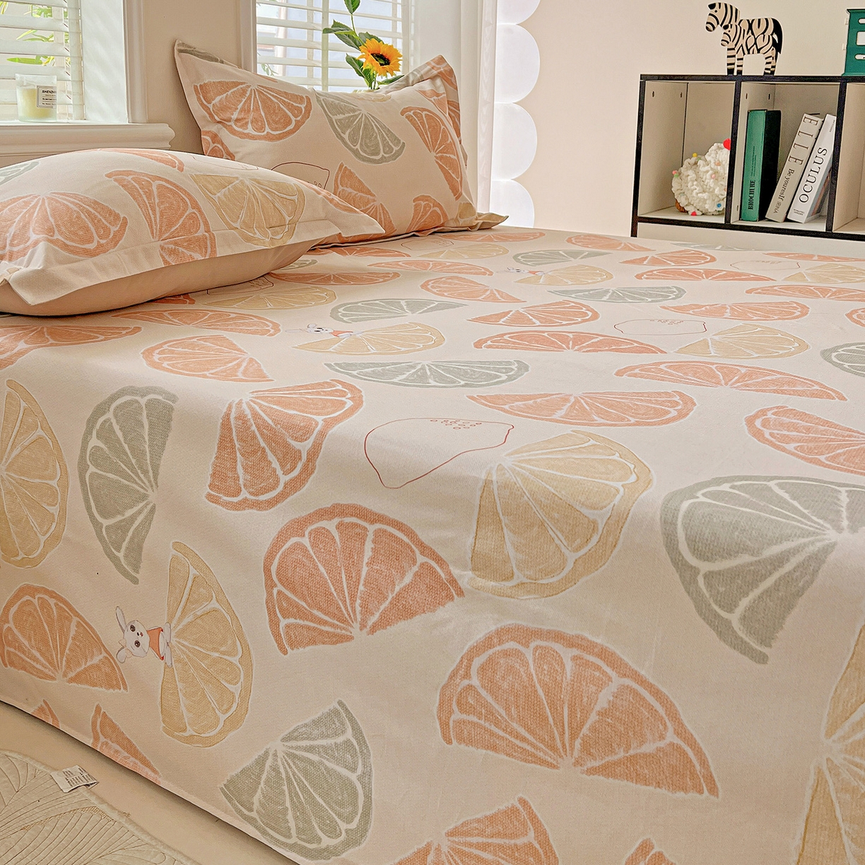 91家纺网 家纺一手货源 找家纺 依庭 2025新款高克重全棉纯棉磨毛印花单床单 柚见