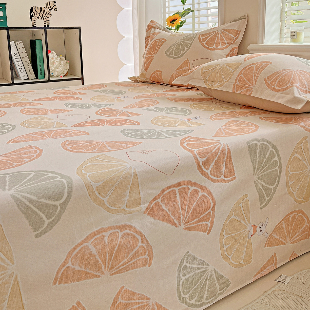 91家纺网 家纺一手货源 找家纺 依庭 2025新款高克重全棉纯棉磨毛印花单床单 柚见