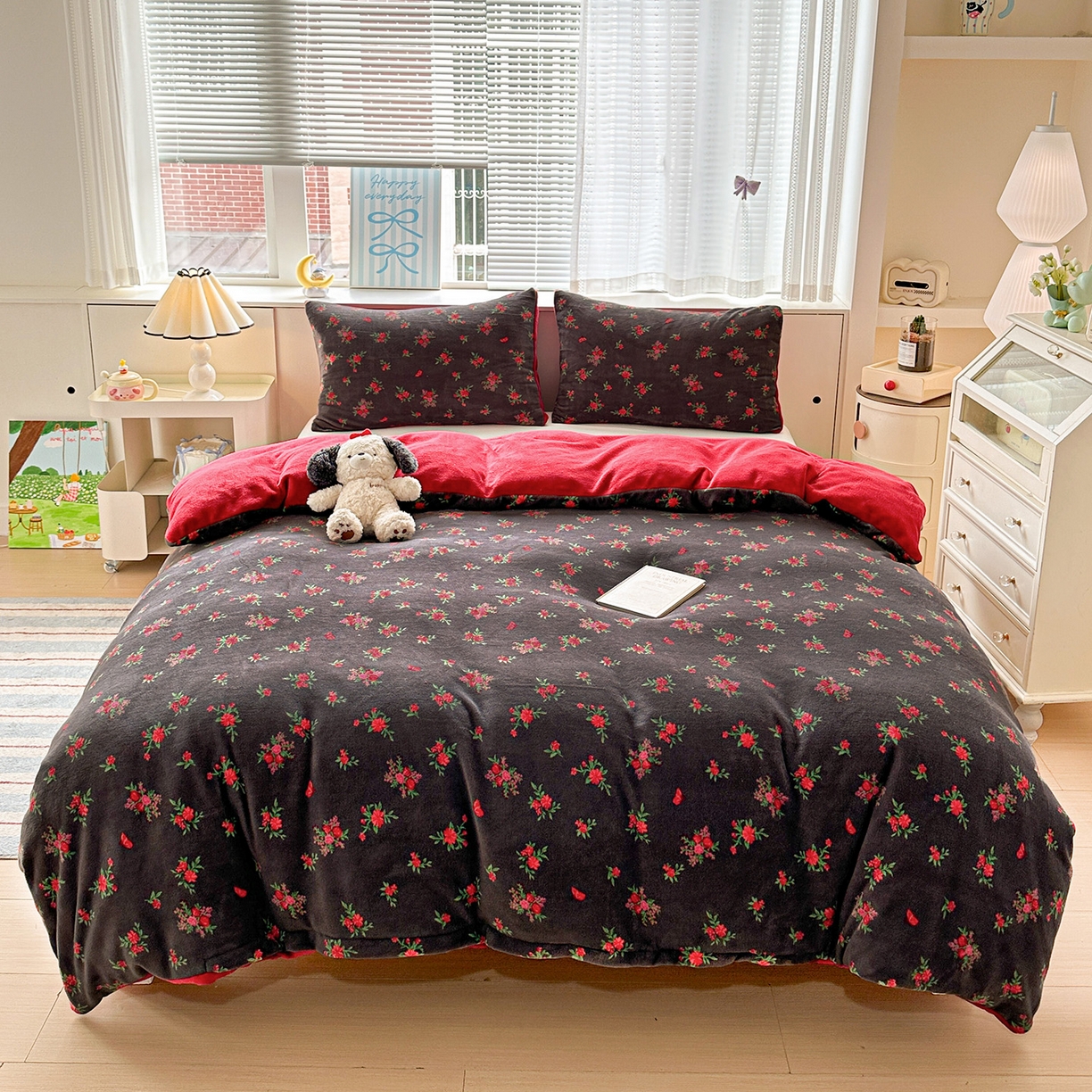 91家纺网 家纺一手货源 找家纺 名品家纺 2025新款保暖牛奶绒单被套 玫瑰故事