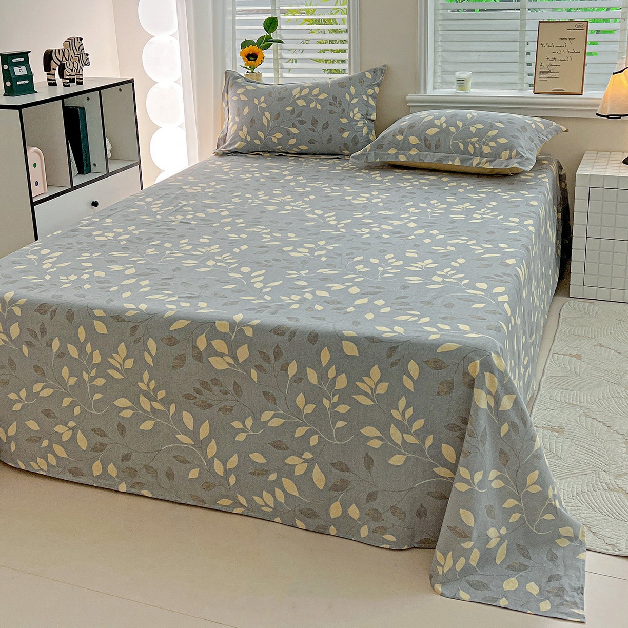 91家纺网 家纺一手货源 找家纺 依庭 2025新款高克重全棉纯棉磨毛印花单床单 灼华