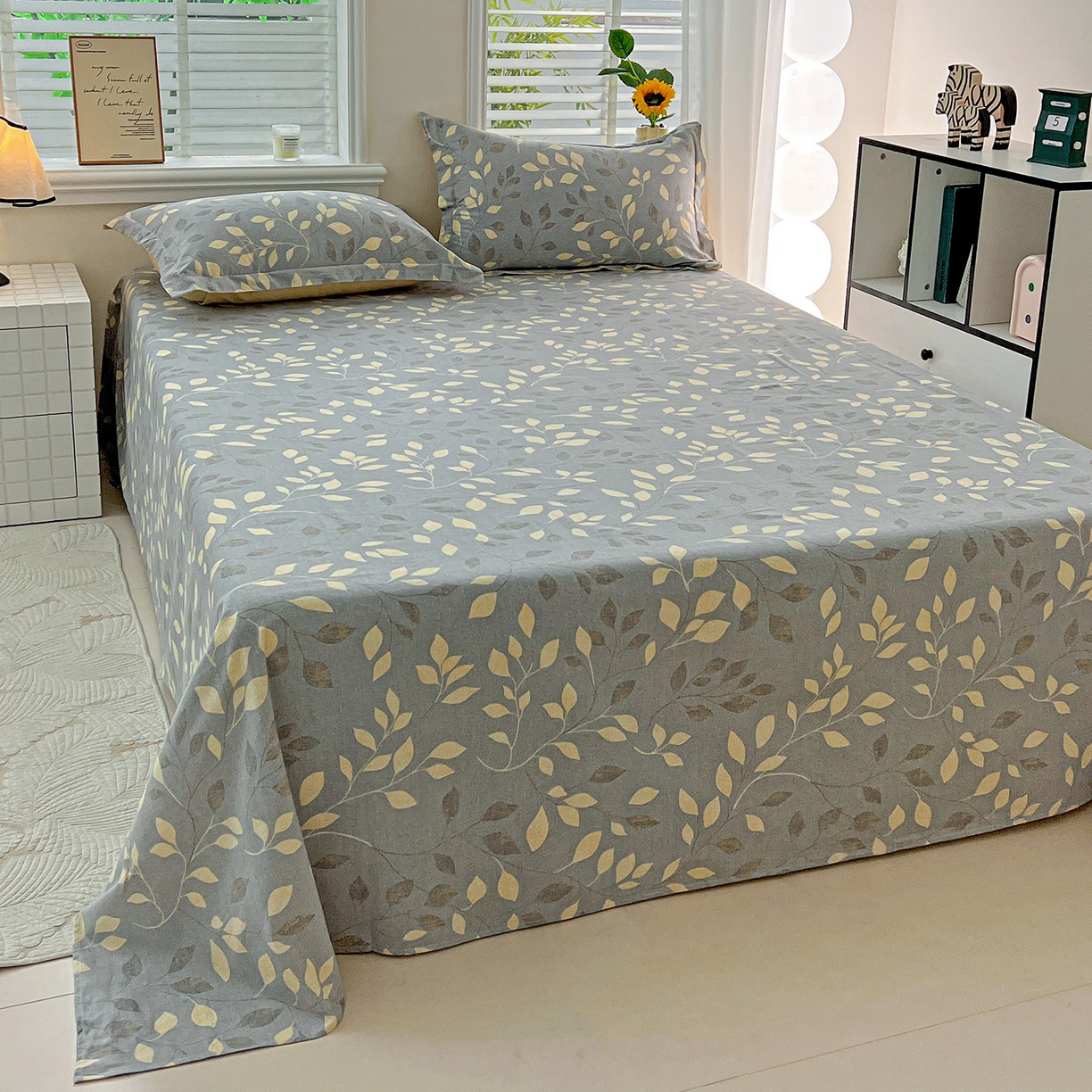 91家纺网 家纺一手货源 找家纺 依庭 2025新款高克重全棉纯棉磨毛印花单床单 灼华