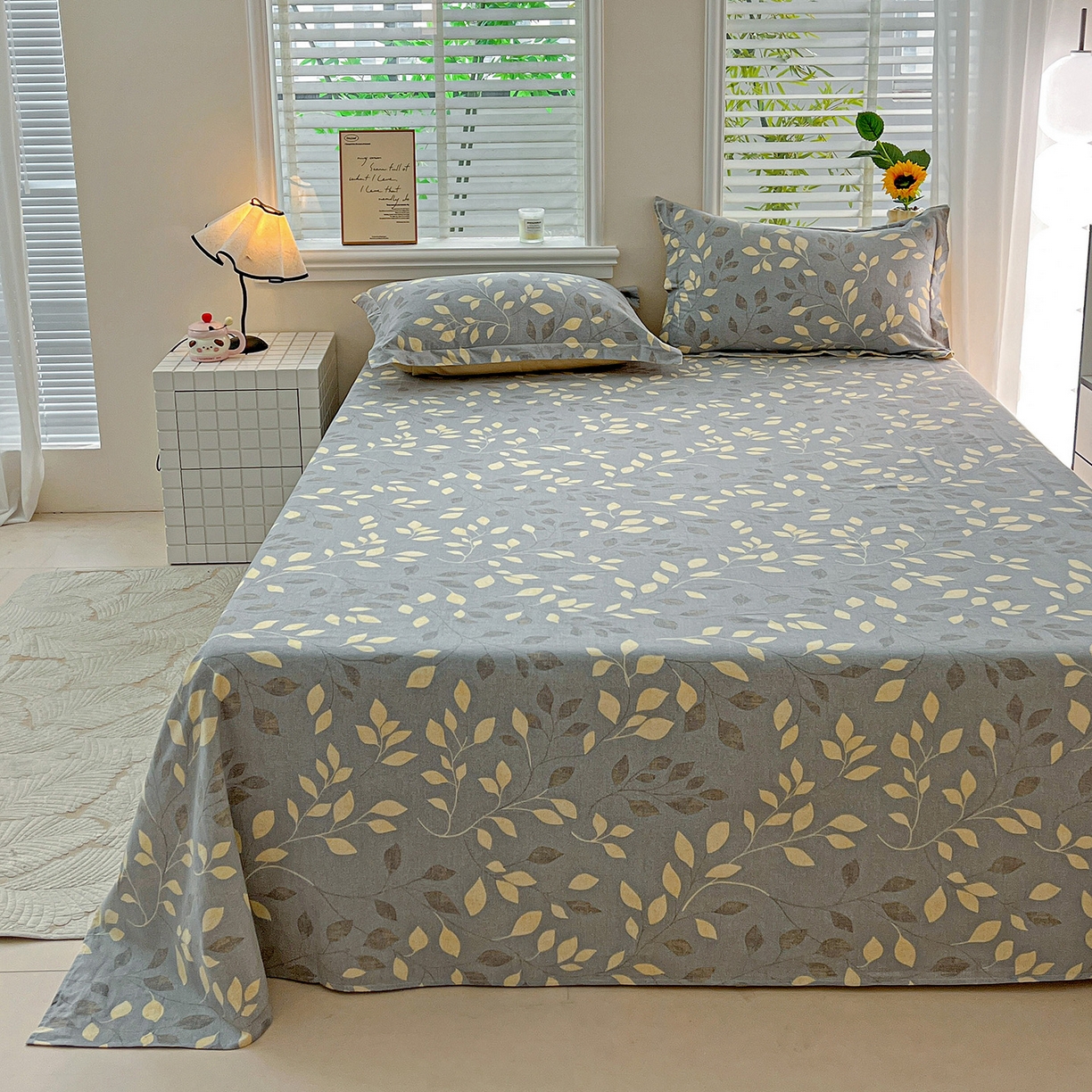 91家纺网 家纺一手货源 找家纺 依庭 2025新款高克重全棉纯棉磨毛印花单床单 灼华