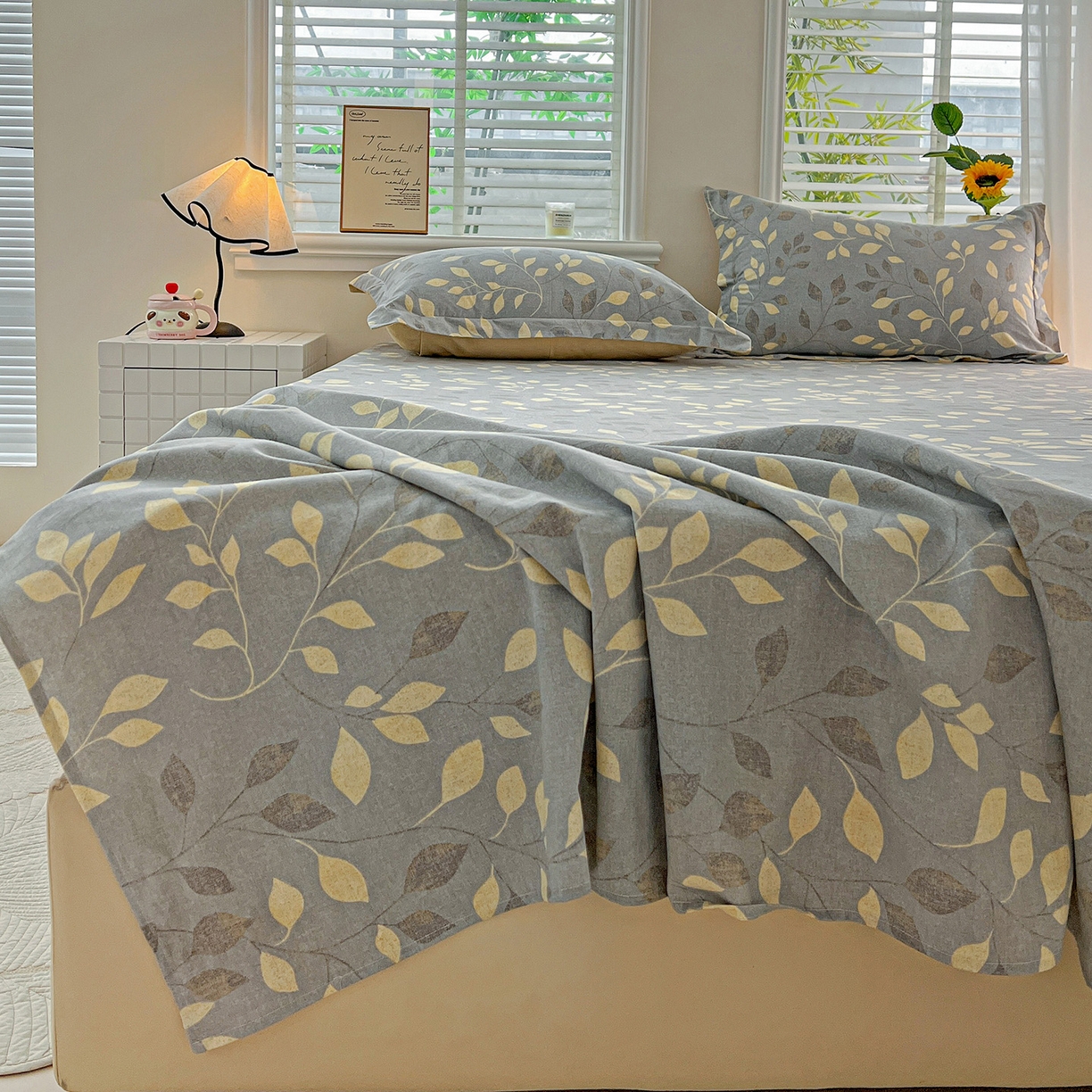 91家纺网 家纺一手货源 找家纺 依庭 2025新款高克重全棉纯棉磨毛印花单床单 灼华