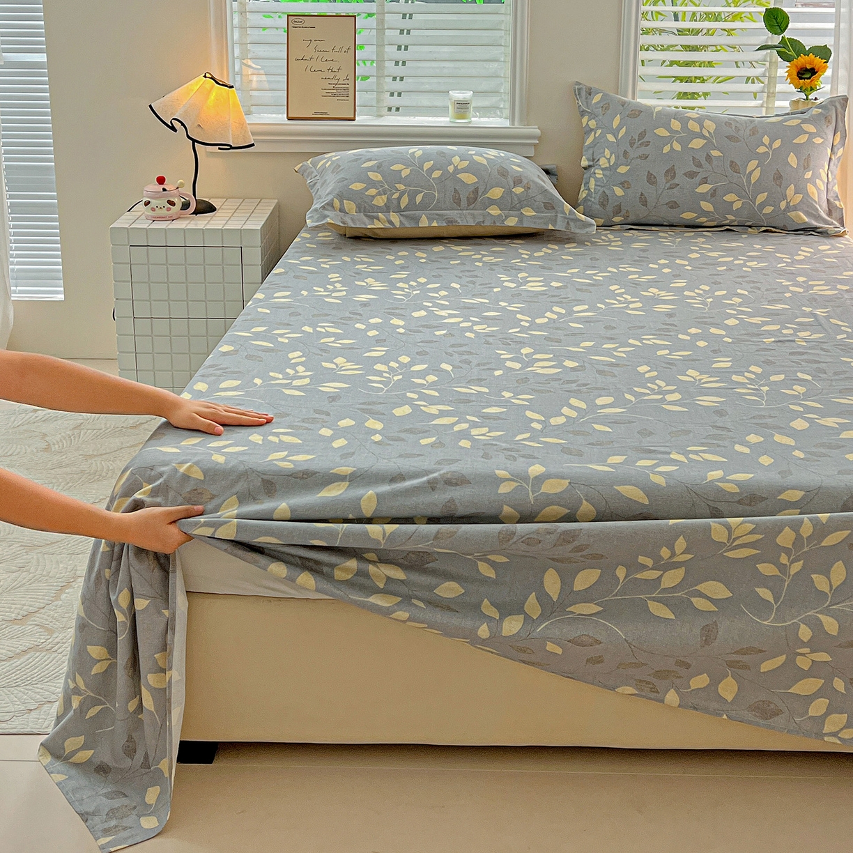 91家纺网 家纺一手货源 找家纺 依庭 2025新款高克重全棉纯棉磨毛印花单床单 灼华