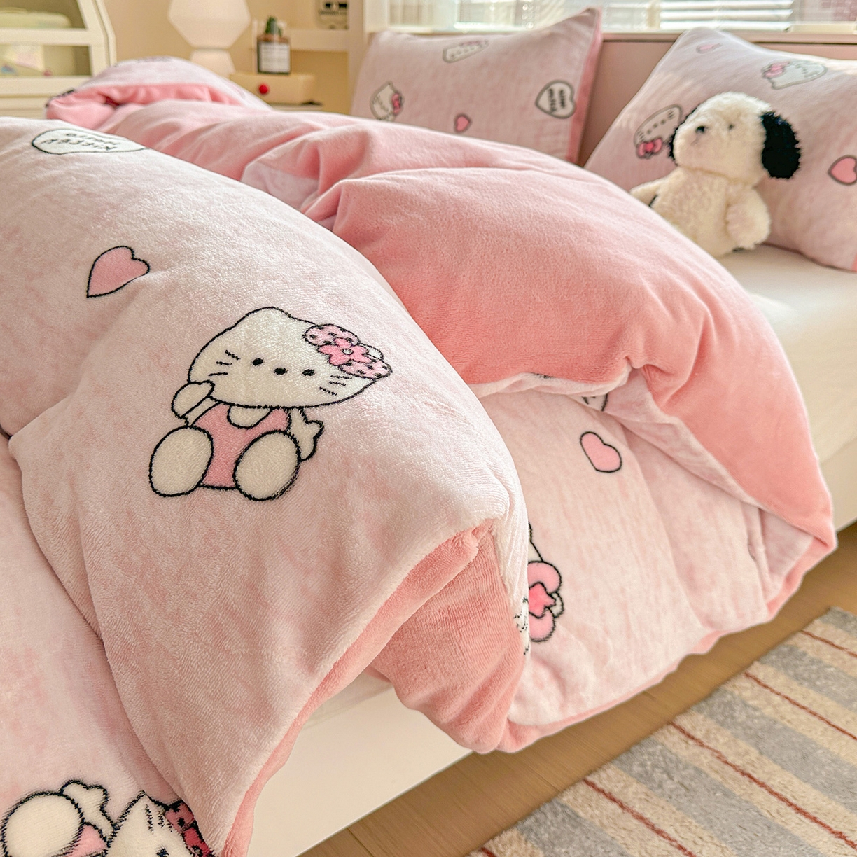 91家纺网 家纺一手货源 找家纺 名品家纺 2025新款保暖牛奶绒单被套 甜美日记