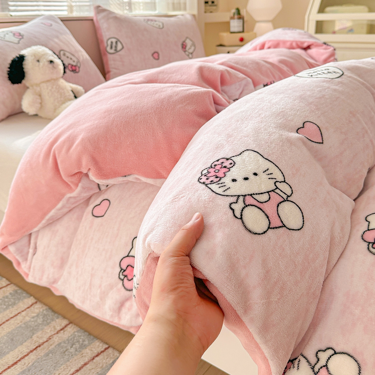 91家纺网 家纺一手货源 找家纺 名品家纺 2025新款保暖牛奶绒单被套 甜美日记