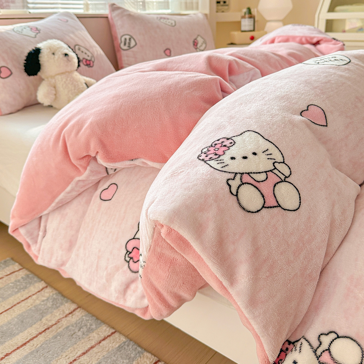 91家纺网 家纺一手货源 找家纺 名品家纺 2025新款保暖牛奶绒单被套 甜美日记