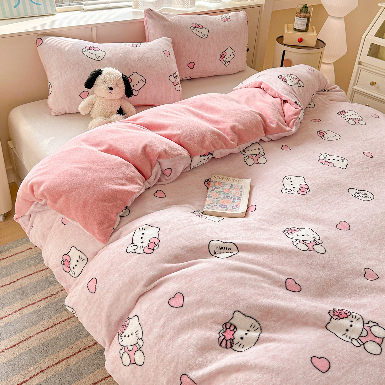 91家纺网 家纺一手货源 找家纺 名品家纺 2025新款保暖牛奶绒单被套 甜美日记