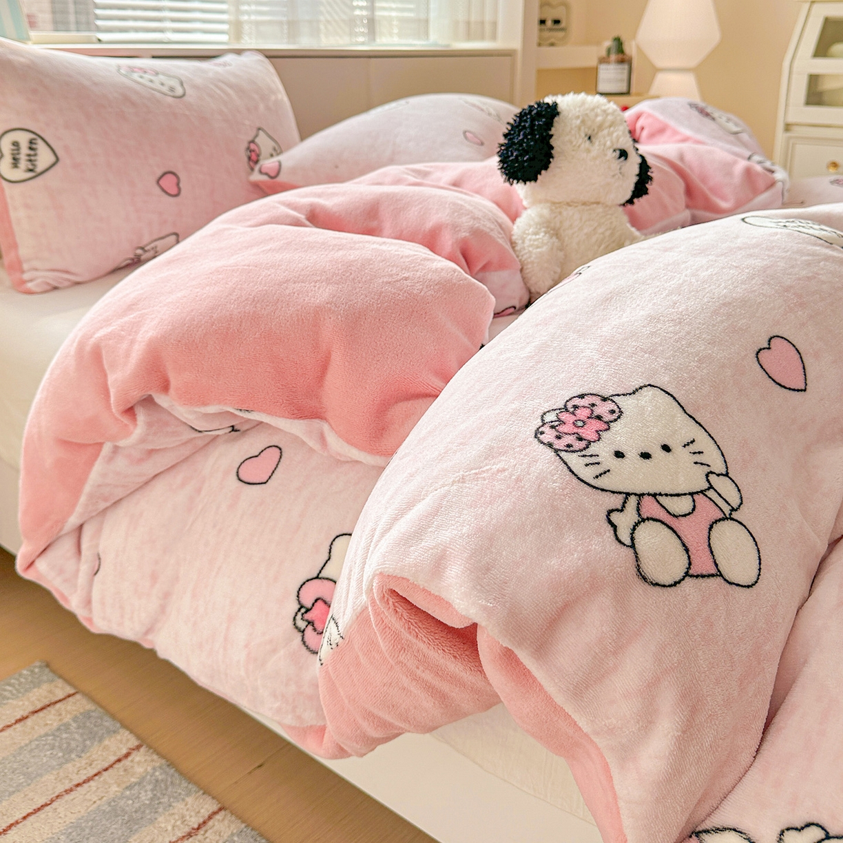 91家纺网 家纺一手货源 找家纺 名品家纺 2025新款保暖牛奶绒单被套 甜美日记