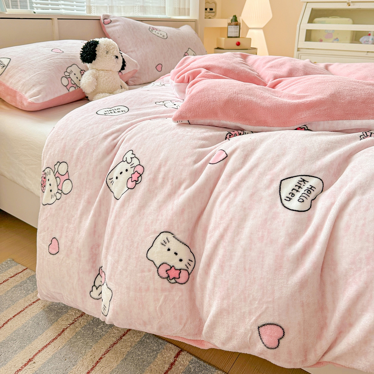 91家纺网 家纺一手货源 找家纺 名品家纺 2025新款保暖牛奶绒单被套 甜美日记